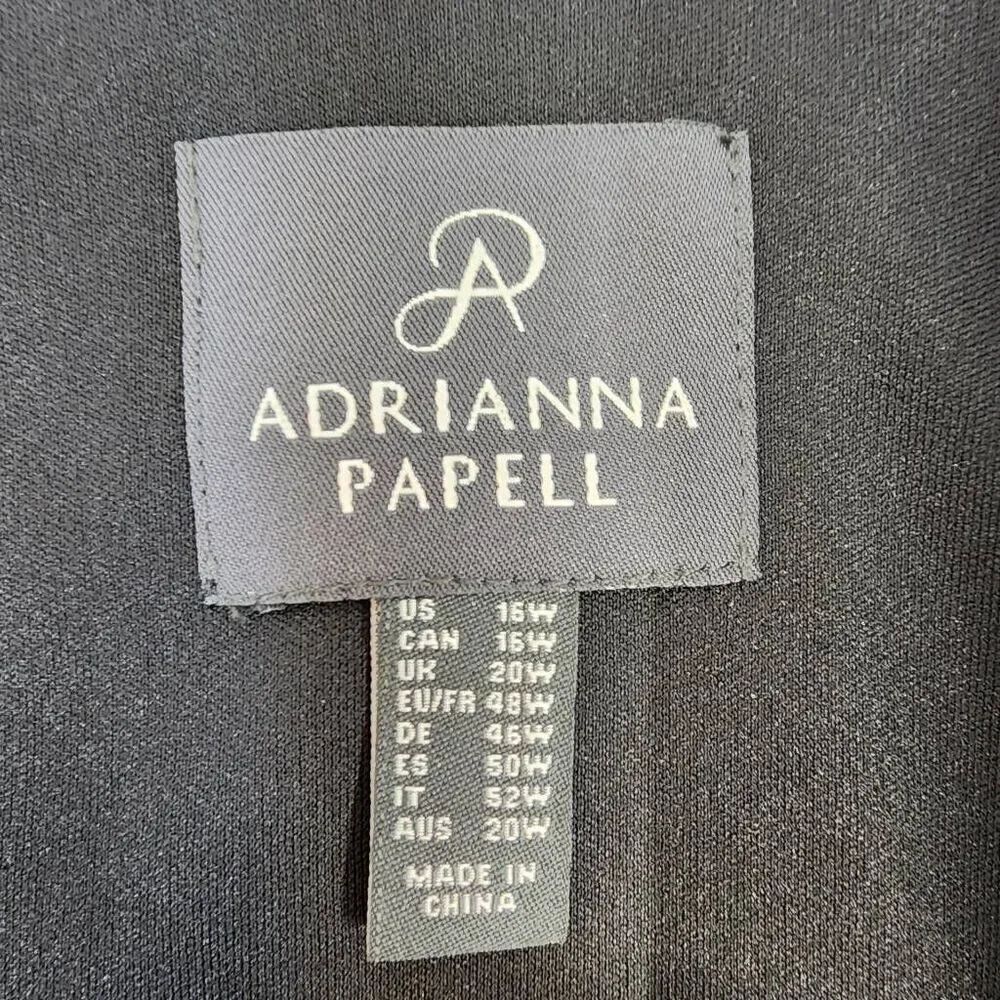 Adrianna Papell Tipped Crepe Tie Dress 16W Black Ivory Sheath Midi NWT - Picture 7 of 10